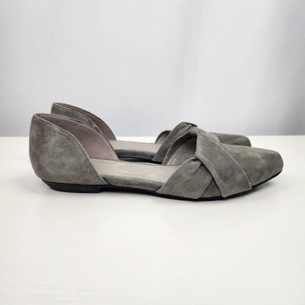 Eileen Fisher Women's Grey Suede D'Orsay Flats Size 9